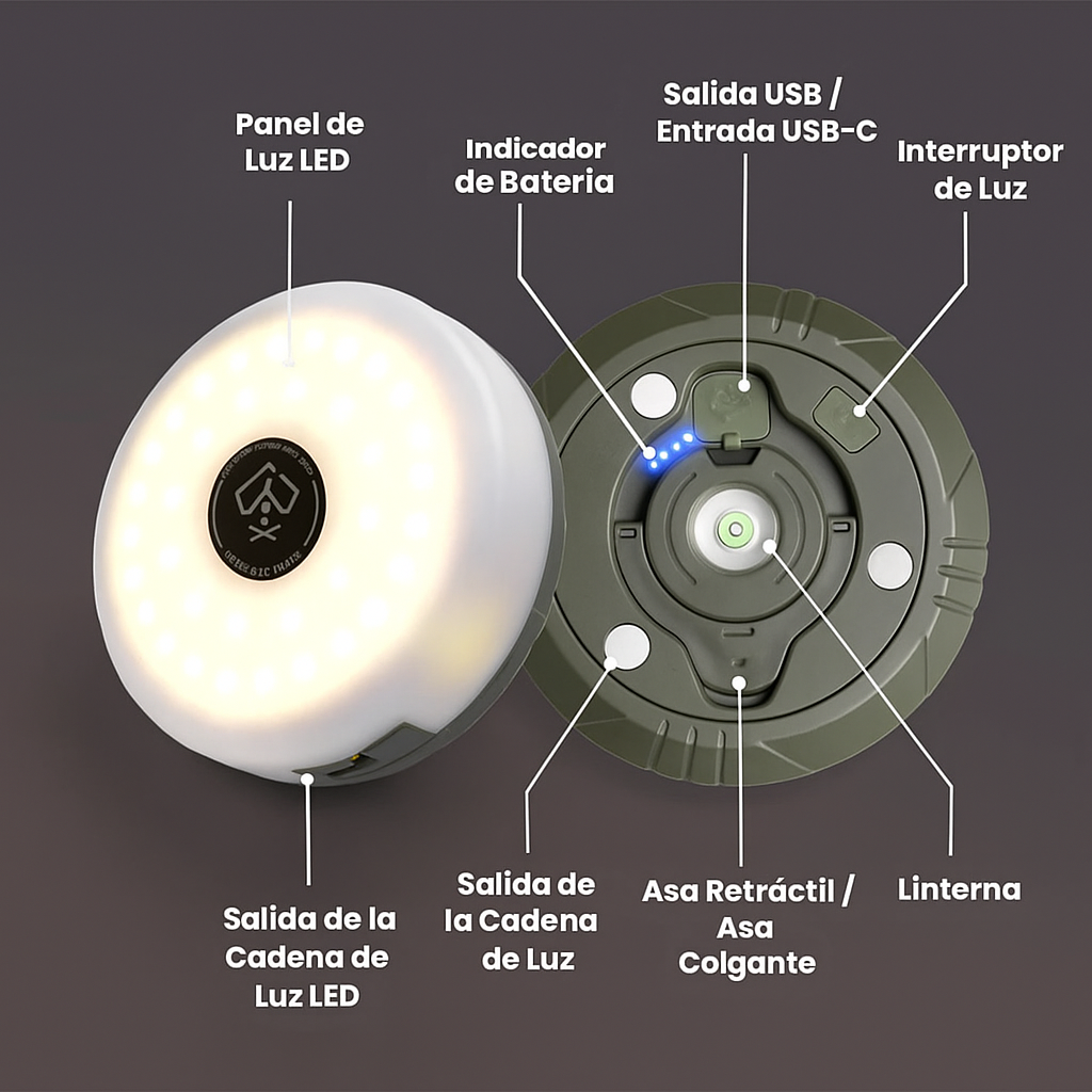LumiMate™ - Luz y Energía Portátil 4-en-1 para camping